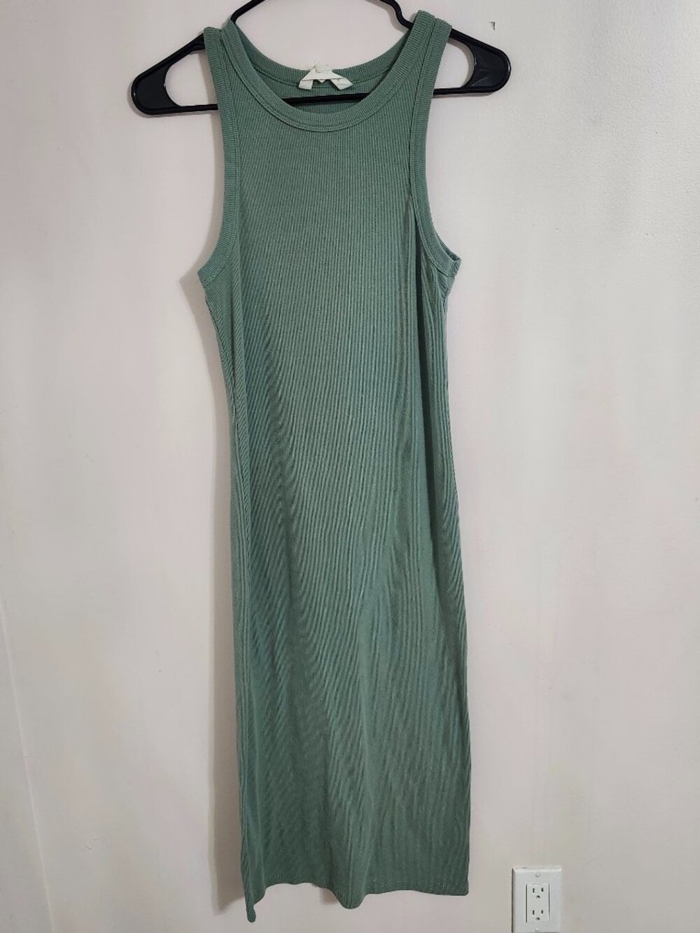 Sage Green Ribbed Maxi Tank Dress size L